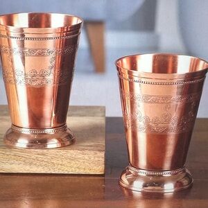 Copper rocks glass pair set